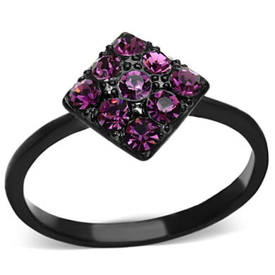 Womens Black Purple Ring Anillo Para Mujer y Ninos Kids 316L Stainless Steel Ring with Top Grade Crystal in Amethyst Bolsena - Jewelry Store by Erik Rayo