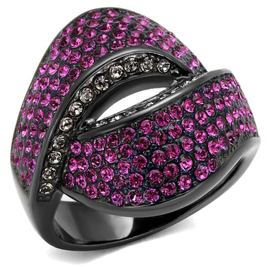 Womens Black Purple Ring Anillo Para Mujer y Ninos Kids 316L Stainless Steel Ring with Top Grade Crystal in Light Peach Civita - Jewelry Store by Erik Rayo
