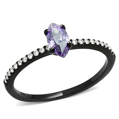 Womens Black Purple Ring Anillo Para Mujer y Ninos Kids Stainless Steel Ring with AAA Grade CZ in Amethyst Calabria - Jewelry Store by Erik Rayo