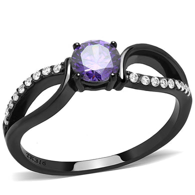 Womens Black Purple Ring Anillo Para Mujer y Ninos Kids Stainless Steel Ring with AAA Grade CZ in Amethyst Chieti - Jewelry Store by Erik Rayo