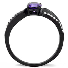 Load image into Gallery viewer, Womens Black Purple Ring Anillo Para Mujer Stainless Steel Ring with AAA Grade CZ in Amethyst Chieti - Jewelry Store by Erik Rayo
