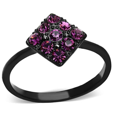 Womens Black Purple Ring Anillo Para Mujer Stainless Steel Ring with Top Grade Crystal in Amethyst Bolsena - Jewelry Store by Erik Rayo
