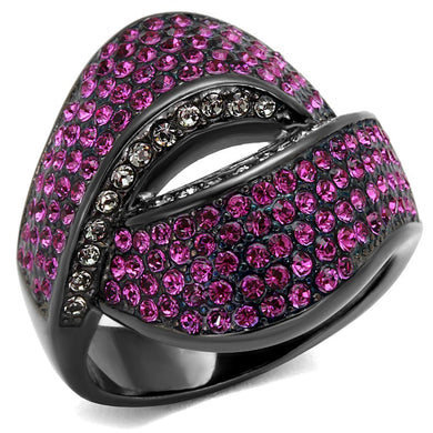 Womens Black Purple Ring Anillo Para Mujer Stainless Steel Ring with Top Grade Crystal in Light Peach Civita - Jewelry Store by Erik Rayo