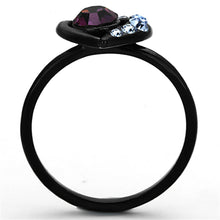 Load image into Gallery viewer, Womens Black Purple Ring Blue Anillo Para Mujer Stainless Steel Ring with Top Grade Crystal in Amethyst Ardea - Jewelry Store by Erik Rayo

