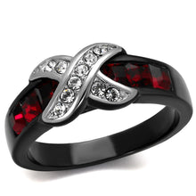 Load image into Gallery viewer, Womens Black Red Ring Anillo Para Mujer y Ninos Kids 316L Stainless Steel Ring with Top Grade Crystal in Siam Tuscania - Jewelry Store by Erik Rayo
