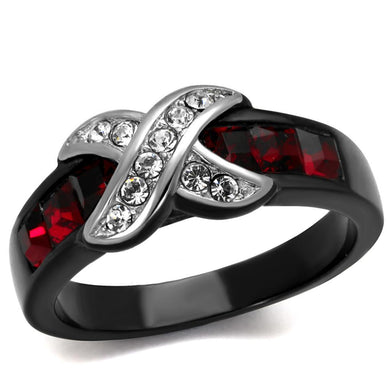 Womens Black Red Ring Anillo Para Mujer y Ninos Kids Stainless Steel Ring with Top Grade Crystal in Siam Tuscania - Jewelry Store by Erik Rayo