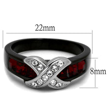 Load image into Gallery viewer, Womens Black Red Ring Anillo Para Mujer Stainless Steel Ring with Top Grade Crystal in Siam Tuscania - Jewelry Store by Erik Rayo
