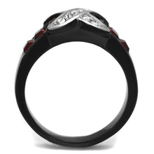 Load image into Gallery viewer, Womens Black Red Ring Anillo Para Mujer Stainless Steel Ring with Top Grade Crystal in Siam Tuscania - Jewelry Store by Erik Rayo
