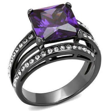 Womens Black Ring Anillo Para Mujer y Ninos Kids 316L Stainless Steel Ring with AAA Grade CZ in Amethyst Adria - Jewelry Store by Erik Rayo