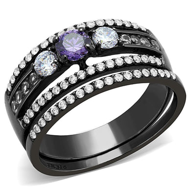 Womens Black Ring Anillo Para Mujer y Ninos Kids 316L Stainless Steel Ring with AAA Grade CZ in Amethyst Atri - Jewelry Store by Erik Rayo