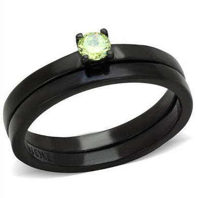 Womens Black Ring Anillo Para Mujer y Ninos Kids 316L Stainless Steel Ring with AAA Grade CZ in Apple Green color Sarah - Jewelry Store by Erik Rayo