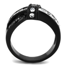 Load image into Gallery viewer, Womens Black Ring Anillo Para Mujer y Ninos Kids 316L Stainless Steel Ring with AAA Grade CZ in Clear Salome - Jewelry Store by Erik Rayo
