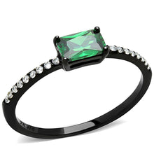 Load image into Gallery viewer, Womens Black Ring Anillo Para Mujer y Ninos Kids 316L Stainless Steel Ring with AAA Grade CZ in Emerald Lanciano - Jewelry Store by Erik Rayo

