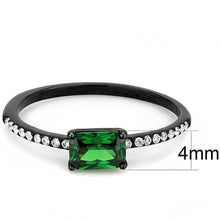 Load image into Gallery viewer, Womens Black Ring Anillo Para Mujer y Ninos Kids 316L Stainless Steel Ring with AAA Grade CZ in Emerald Lanciano - Jewelry Store by Erik Rayo
