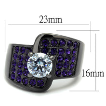 Load image into Gallery viewer, Womens Black Ring Anillo Para Mujer y Ninos Kids 316L Stainless Steel Ring with AAA Grade CZ in Light Amethyst Giuliana - Jewelry Store by Erik Rayo

