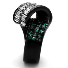 Load image into Gallery viewer, Womens Black Ring Anillo Para Mujer y Ninos Kids 316L Stainless Steel Ring with Glass in Blue Zircon Bella - Jewelry Store by Erik Rayo
