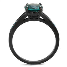 Load image into Gallery viewer, Womens Black Ring Anillo Para Mujer y Ninos Kids 316L Stainless Steel Ring with Glass in Blue Zircon Hannah - ErikRayo.com
