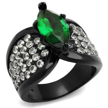 Load image into Gallery viewer, Womens Black Ring Anillo Para Mujer y Ninos Kids 316L Stainless Steel Ring with Glass in Emerald Treviso - Jewelry Store by Erik Rayo
