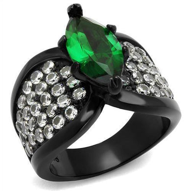 Womens Black Ring Anillo Para Mujer y Ninos Kids 316L Stainless Steel Ring with Glass in Emerald Treviso - ErikRayo.com
