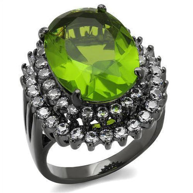 Womens Black Ring Anillo Para Mujer y Ninos Kids 316L Stainless Steel Ring with Glass in Peridot Scicli - ErikRayo.com