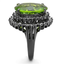 Load image into Gallery viewer, Womens Black Ring Anillo Para Mujer y Ninos Kids 316L Stainless Steel Ring with Glass in Peridot Scicli - Jewelry Store by Erik Rayo
