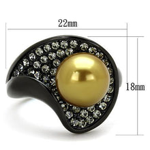 Load image into Gallery viewer, Womens Black Ring Anillo Para Mujer y Ninos Kids 316L Stainless Steel Ring with Synthetic Pearl in Champagne Spoleto - Jewelry Store by Erik Rayo
