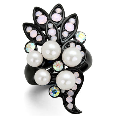 Womens Black Ring Anillo Para Mujer y Ninos Kids 316L Stainless Steel Ring with Synthetic Pearl in Light Rose Myriam - Jewelry Store by Erik Rayo