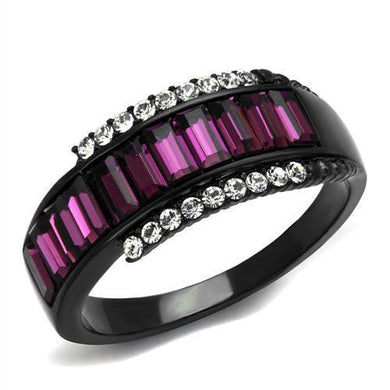 Womens Black Ring Anillo Para Mujer y Ninos Kids 316L Stainless Steel Ring with Top Grade Crystal in Amethyst Agar - Jewelry Store by Erik Rayo