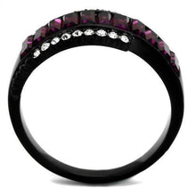 Load image into Gallery viewer, Womens Black Ring Anillo Para Mujer y Ninos Kids 316L Stainless Steel Ring with Top Grade Crystal in Amethyst Agar - Jewelry Store by Erik Rayo
