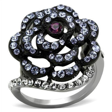 Womens Black Ring Anillo Para Mujer y Ninos Kids 316L Stainless Steel Ring with Top Grade Crystal in Amethyst Desio - Jewelry Store by Erik Rayo