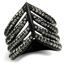 Load image into Gallery viewer, Womens Black Ring Anillo Para Mujer y Ninos Kids 316L Stainless Steel Ring with Top Grade Crystal in Black Diamond Delilah - Jewelry Store by Erik Rayo
