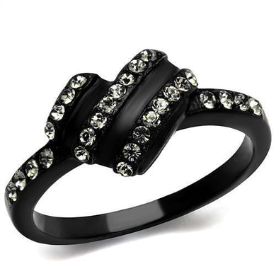 Womens Black Ring Anillo Para Mujer y Ninos Kids 316L Stainless Steel Ring with Top Grade Crystal in Black Diamond Esther - Jewelry Store by Erik Rayo