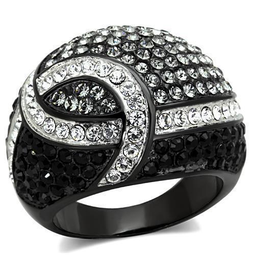 Womens Black Ring Anillo Para Mujer y Ninos Kids 316L Stainless Steel Ring with Top Grade Crystal in Black Diamond Perugia - Jewelry Store by Erik Rayo