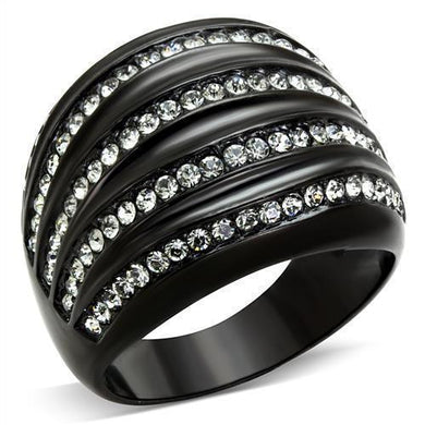 Womens Black Ring Anillo Para Mujer y Ninos Kids 316L Stainless Steel Ring with Top Grade Crystal in Black Diamond Siena - Jewelry Store by Erik Rayo