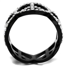 Load image into Gallery viewer, Womens Black Ring Anillo Para Mujer y Ninos Kids 316L Stainless Steel Ring with Top Grade Crystal in Clear Angela - Jewelry Store by Erik Rayo
