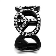 Load image into Gallery viewer, Womens Black Ring Anillo Para Mujer y Ninos Kids 316L Stainless Steel Ring with Top Grade Crystal in Clear Angela - Jewelry Store by Erik Rayo
