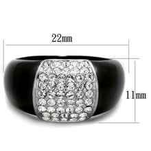 Load image into Gallery viewer, Womens Black Ring Anillo Para Mujer y Ninos Kids 316L Stainless Steel Ring with Top Grade Crystal in Clear Grosseto - Jewelry Store by Erik Rayo
