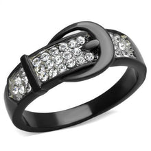 Load image into Gallery viewer, Womens Black Ring Anillo Para Mujer y Ninos Kids 316L Stainless Steel Ring with Top Grade Crystal in Clear Merano - Jewelry Store by Erik Rayo
