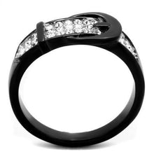 Load image into Gallery viewer, Womens Black Ring Anillo Para Mujer y Ninos Kids 316L Stainless Steel Ring with Top Grade Crystal in Clear Merano - Jewelry Store by Erik Rayo

