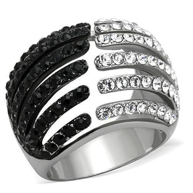 Womens Black Ring Anillo Para Mujer y Ninos Kids 316L Stainless Steel Ring with Top Grade Crystal in Jet Veneto - Jewelry Store by Erik Rayo