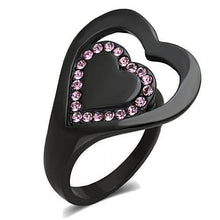 Load image into Gallery viewer, Womens Black Ring Anillo Para Mujer y Ninos Kids 316L Stainless Steel Ring with Top Grade Crystal in Light Rose Citta - Jewelry Store by Erik Rayo
