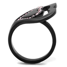 Load image into Gallery viewer, Womens Black Ring Anillo Para Mujer y Ninos Kids 316L Stainless Steel Ring with Top Grade Crystal in Light Rose Citta - Jewelry Store by Erik Rayo
