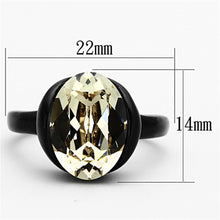 Load image into Gallery viewer, Womens Black Ring Anillo Para Mujer y Ninos Kids 316L Stainless Steel Ring with Top Grade Crystal in Light Smoked Anagi - Jewelry Store by Erik Rayo
