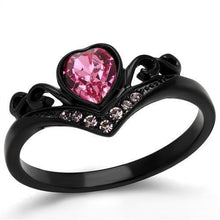 Load image into Gallery viewer, Womens Black Ring Anillo Para Mujer y Ninos Kids 316L Stainless Steel Ring with Top Grade Crystal in Rose Anaiah - Jewelry Store by Erik Rayo

