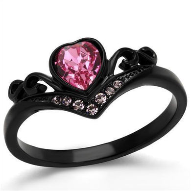 Womens Black Ring Anillo Para Mujer y Ninos Kids 316L Stainless Steel Ring with Top Grade Crystal in Rose Anaiah - Jewelry Store by Erik Rayo
