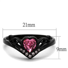 Load image into Gallery viewer, Womens Black Ring Anillo Para Mujer y Ninos Kids 316L Stainless Steel Ring with Top Grade Crystal in Rose Anaiah - Jewelry Store by Erik Rayo
