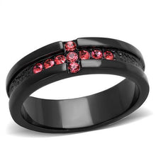 Load image into Gallery viewer, Womens Black Ring Anillo Para Mujer y Ninos Kids 316L Stainless Steel Ring with Top Grade Crystal in Rose Elizabeth - Jewelry Store by Erik Rayo
