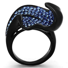 Load image into Gallery viewer, Womens Black Ring Anillo Para Mujer y Ninos Kids 316L Stainless Steel Ring with Top Grade Crystal in Sapphire Rieti - Jewelry Store by Erik Rayo
