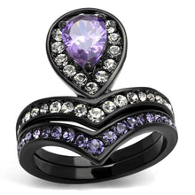Load image into Gallery viewer, Womens Black Ring Anillo Para Mujer Stainless Steel Ring with AAA Grade CZ in Amethyst Anah - Jewelry Store by Erik Rayo
