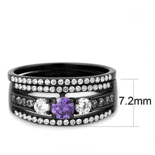 Load image into Gallery viewer, Womens Black Ring Anillo Para Mujer Stainless Steel Ring with AAA Grade CZ in Amethyst Atri - Jewelry Store by Erik Rayo
